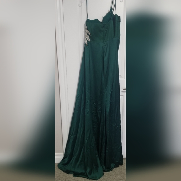 PORTIA & SCARLETT Elegant Satin Evening Gown Emerald Green Size 16 - Picture 8 of 14